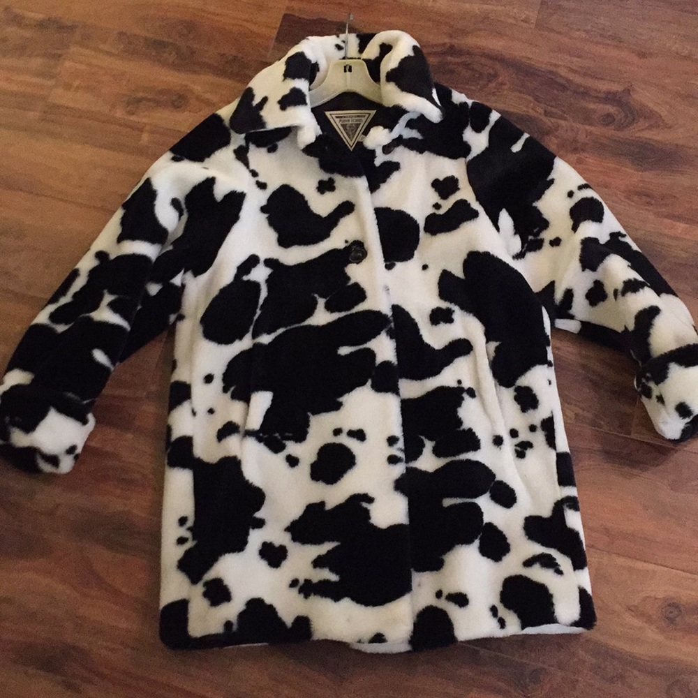 COW PRINT FLUFFY COAT